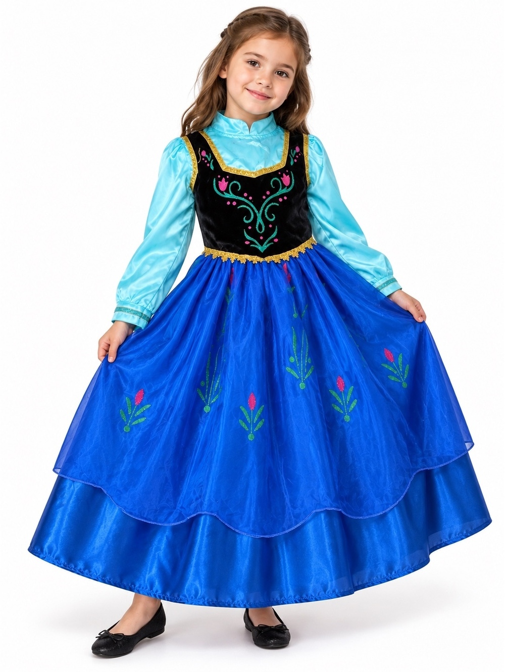 Frozen Anna Princess Costume Dress Size 120 6-7Y Blue Frozen Inspired Halloween